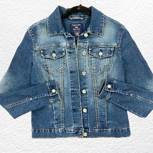 US Polo Assn Jean Jacket Women’s Stretchy Denim Classic Small Dark Blue